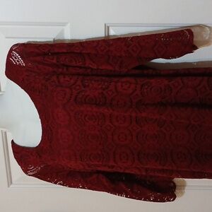 Liz Claib. Cranberry Lace Dress